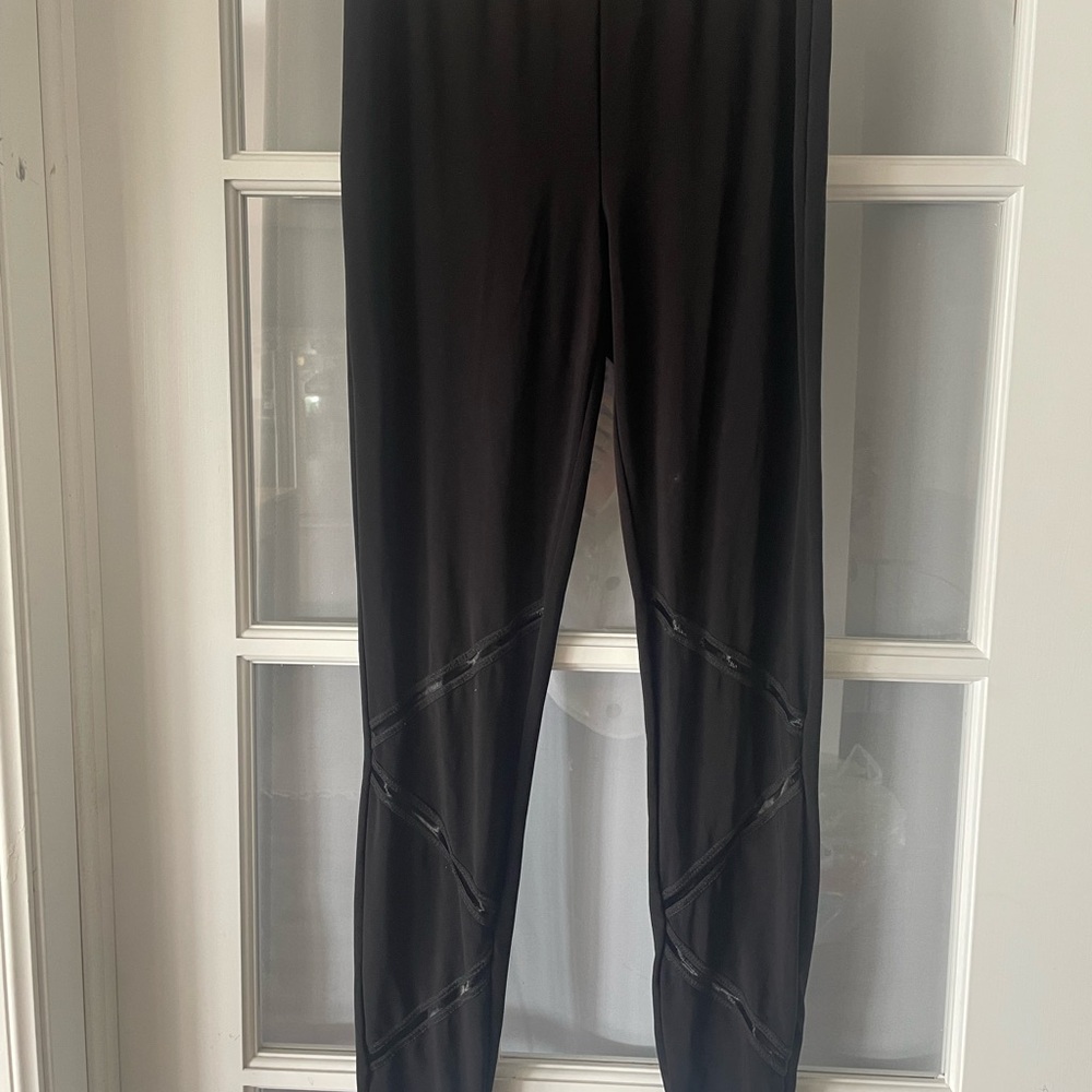 Joseph Ribkoff Black Leggings with Mesh Accents